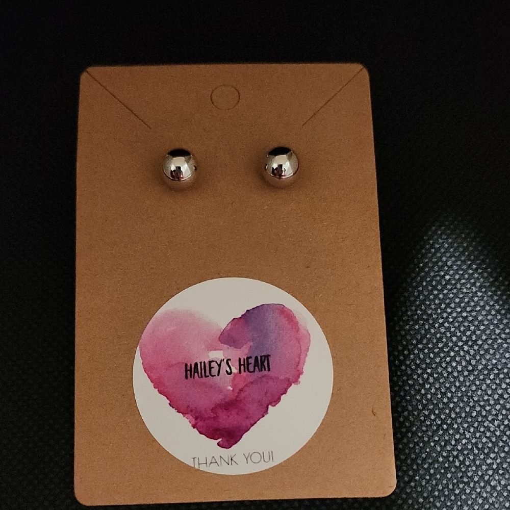 5/$25 Shiny Silver Stud Earrings by